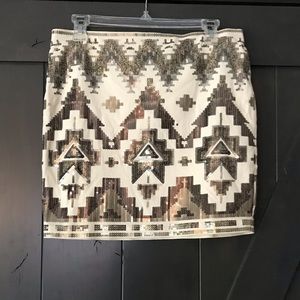 Express Sequin Aztec Skirt